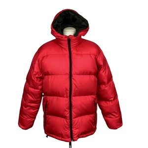 Lands End Reversible Puffer Down Jacket Red Black - Like New